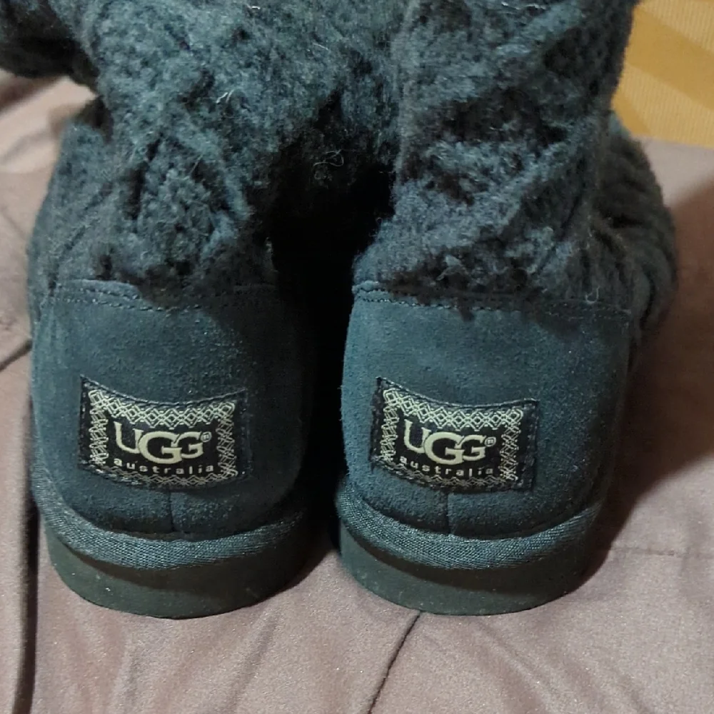 UGG Black Lattice Cardy Winter Boots Women's Size 8 - Picture 6 of 8
